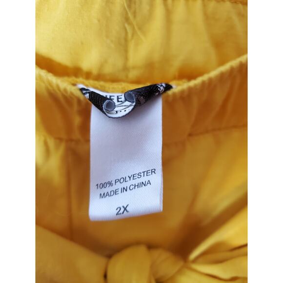 Jennifer Lauren 2X Yellow Pull On Tie Waist Knit Shorts - Picture 5 of 5